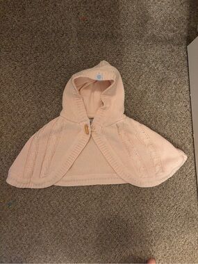 Hooded Knit Cape for Kids - Light Pink